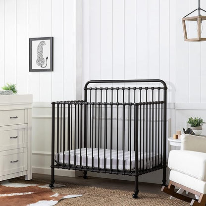 NAMESAKE Winston 4-in-1 Convertible Mini Metal Crib in Vintage Iron, Greenguard Gold Certified