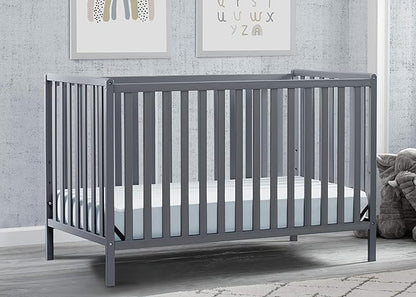 Delta Children Heartland 4-in-1 Convertible Crib, Charcoal Grey + Delta Children Twinkle Galaxy Dual Sided Recycled Fiber Core Crib and Toddler Mattress (Bundle)