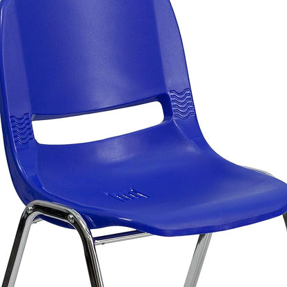 Flash Furniture HERCULES Series 661 lb. Capacity Navy Ergonomic Shell Stack Chair with Chrome Frame and 16'' Seat Height