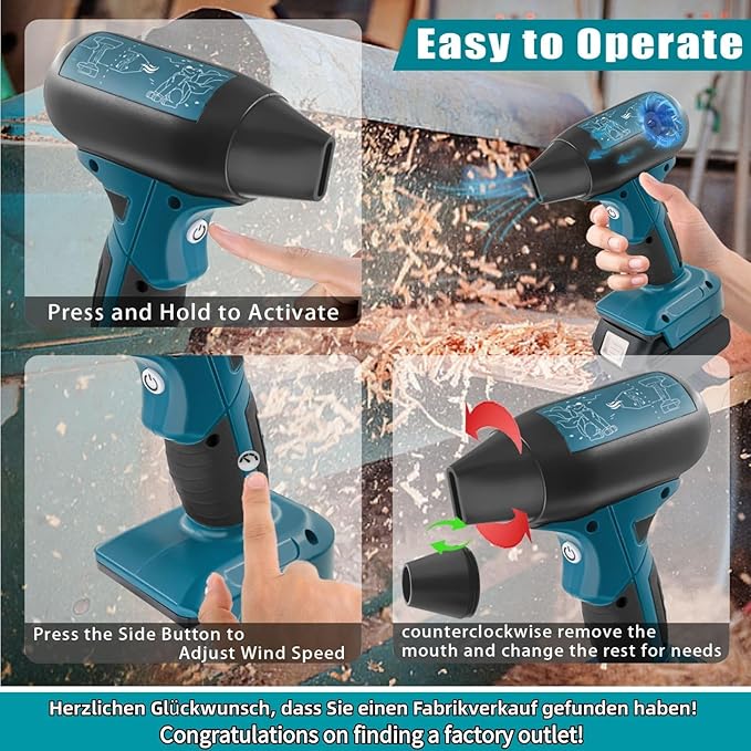 Mini Jet Blower Portable Violent Turbo Fan,Electric Compressed Air Duster for Makita Battery,Camping,Outdoors,Car,130000RPM High Speed Fan(18V Battery Not Included)