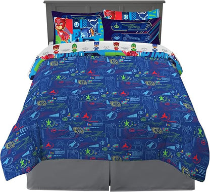 Franco Kids Bedding Super Soft Comforter and Sheet Set with Sham, 7 Piece Full Size, PJ Masks