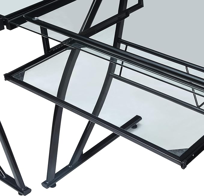OSP Home Furnishings Constellation L Shaped Home Office Gaming Editing Desk, Black