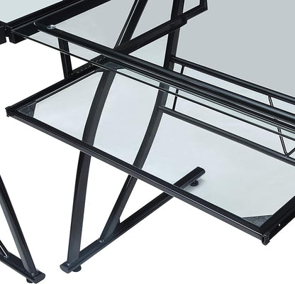 OSP Home Furnishings Constellation L Shaped Home Office Gaming Editing Desk, Black