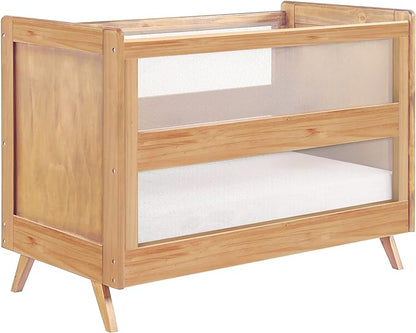 BreathableBaby Breathable Mesh 3-in-1 Convertible Crib (Toddler Bed Kit Sold Separately) — Beech — Two Adjustable Mattress Heights — Greenguard Gold Certified