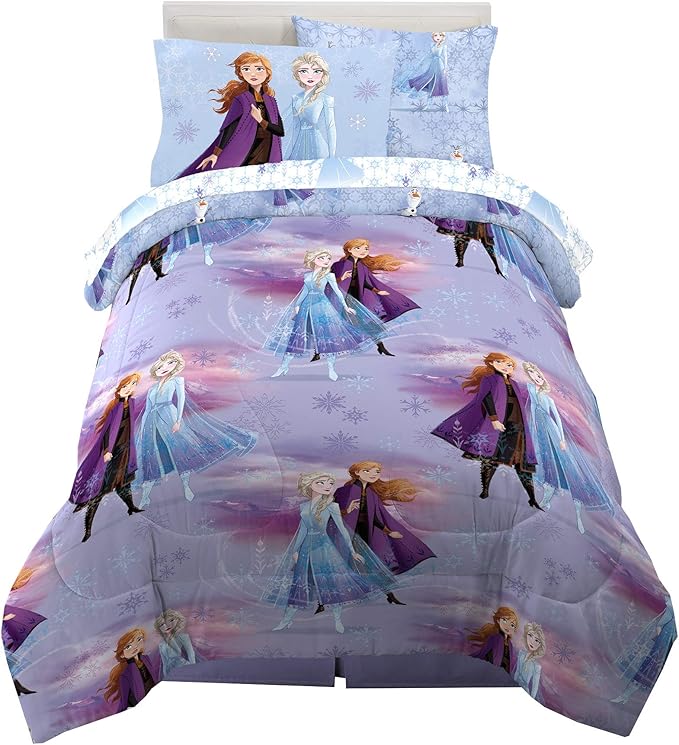 Disney Frozen 2 Kids Bedding Super Soft Comforter and Sheet Set with Sham, 5 Piece Twin Size, "Official" Disney Product By Franco