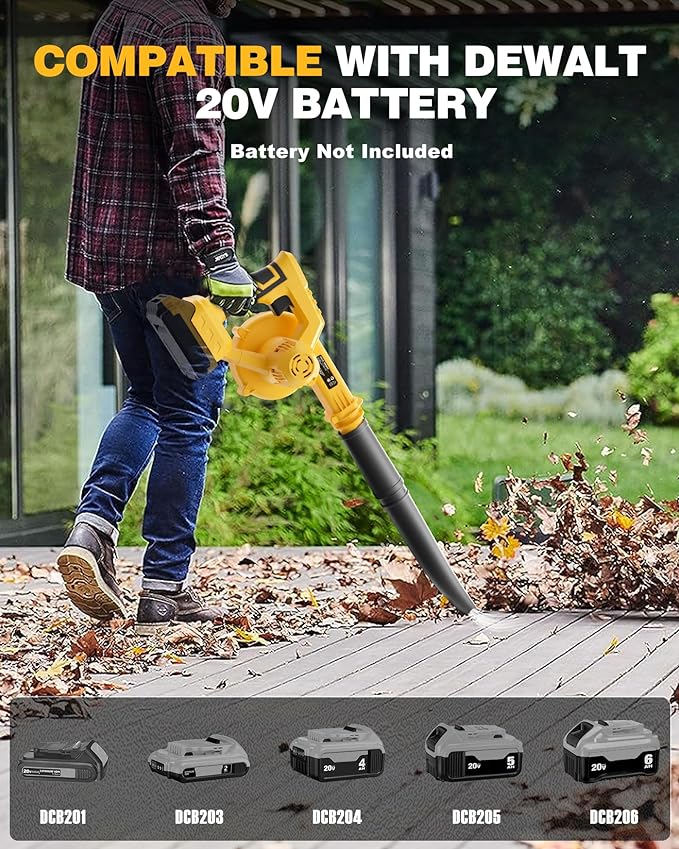Cordless Leaf Blower for Dewalt 20V Max Battery(Not Battery), 130 MPH Electric Leaf Blower, Variable Speed Battery Powered Leaf Blowers for Yard Lawn Care/Snow Blowing