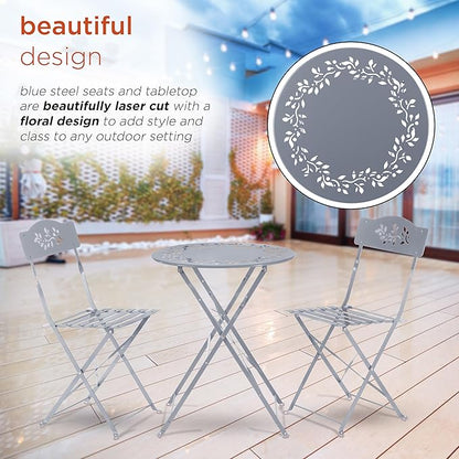 Alpine Corporation Folding Table and Chairs Patio Seating, Gray