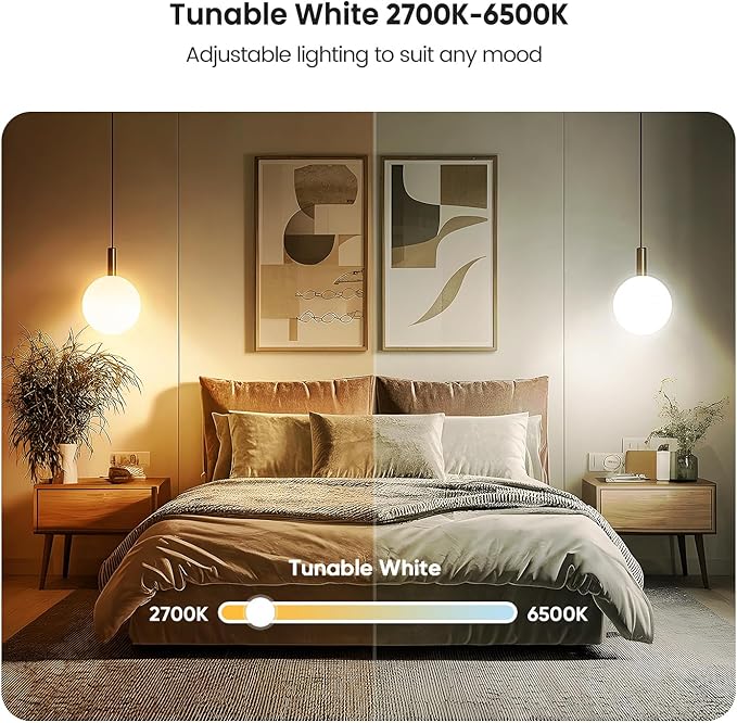 TREATLIFE Smart Light Bulbs 4Pack, 2500K-6500K Tunable White Dimmable LED Light Bulb Compatible with Alexa and Google Home, 2.4GHz WiFi Smart Bulb, 800LM, E26 A19 9W, No Hub Required