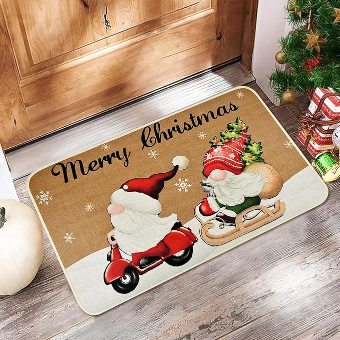 Vanleonet Merry Christmas Gnome Door Mat, Christmas Welcome Decorative Doormat,Winter Xmas Holiday Front Porch Rugs, Outdoor Indoor Entrance Doormat, Front Door Mats Floor Mat, 29 x 17 Inch