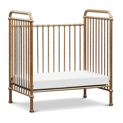 NAMESAKE Abigail 3-in-1 Convertible Mini Metal Crib in Vintage Gold, Greenguard Gold Certified