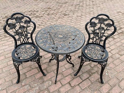 3 Piece Bistro Set,Outdoor Patio Set,Anti-Rust Cast Aluminum Bistro Table Set for Park Yard Front Porch Furniture(Antique Copper)