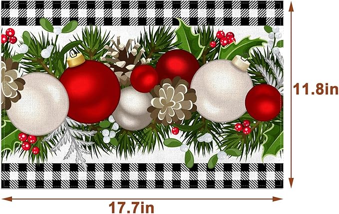Nepnuser Black and White Gingham Christmas Placemats Set of 4 Buffalo Check Plaid Xmas Place Mats for Home Kitchen Dining Table Decoration