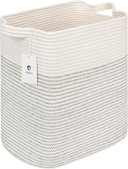 Hampers for Bins Large Blanket Basket,Storage Basket Rectangle Woven Baskets for Storage, Nursery Cotton Rope Basket Living Room, Toy Basket For Organizing, With Handle Dirty Clothes Basket