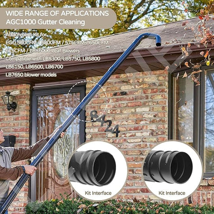 Gutter Cleaning Attachment Replaces AGC1000 Cleaning Kit & Mounting Bracket Kit for EGO 530CFM 580CFM 575CFM 650CFM 615CFM LBX6000, W/Battery Holders - Easily Clear Leaves And Debris From Gutters