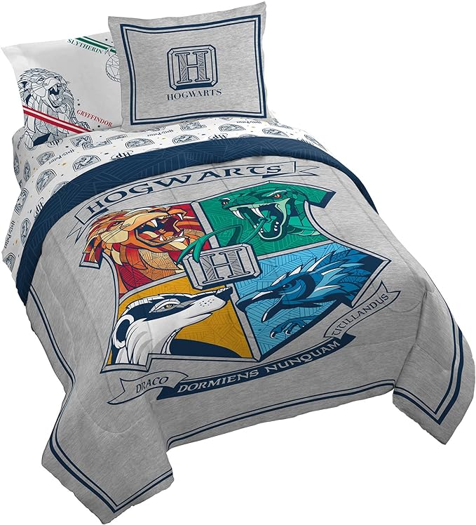 Jay Franco Harry Potter Stand Together 7 Piece Queen Size Bed Set - includes Comforter & Sheet Set - Super Soft Kids Bedding Fade Resistant Microfiber (Official Harry Potter Product)