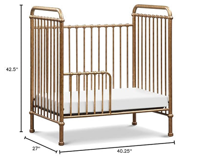 NAMESAKE Abigail 3-in-1 Convertible Mini Metal Crib in Vintage Gold, Greenguard Gold Certified