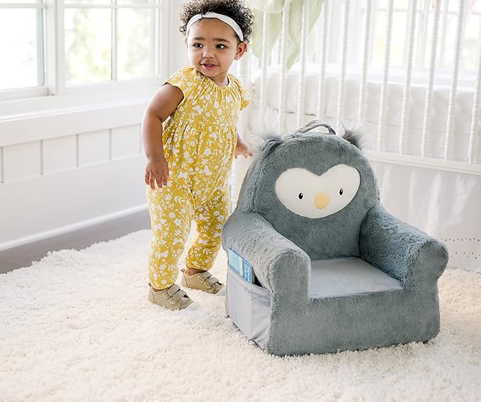 Soft Landing Grey Sweet Seats | Premium Character Chair with Carrying Handle & Side Pockets Owl