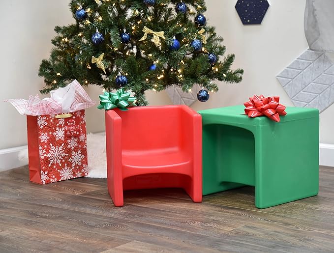 Children's Factory 3-in-1 Cube Chair for Kids, Flexible Seating Classroom Furniture, 1-Pack, Red