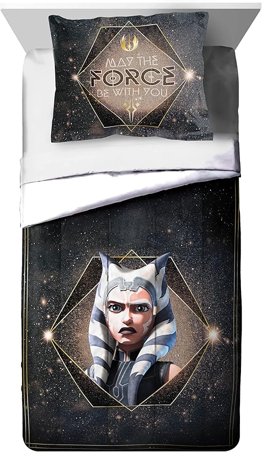 Jay Franco Star Wars The Clone Wars Ahsoka Force Full Comforter & Sham Set - Kids Super Soft Bedding - Fade Resistant Microfiber (Official Star Wars Product)