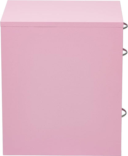 OSP Home Furnishings HPB Heavy Duty 3-Drawer Metal File Cabinet for Standard Files and Office Supplies, Pink Finish