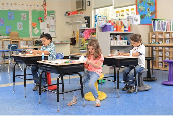 Kore Kids Preschool Wobble Chair - Flexible Seating Stool for Classroom, Preschool, Kindergarten & Elementary School - Age 4-5 yrs, Grey (12in)