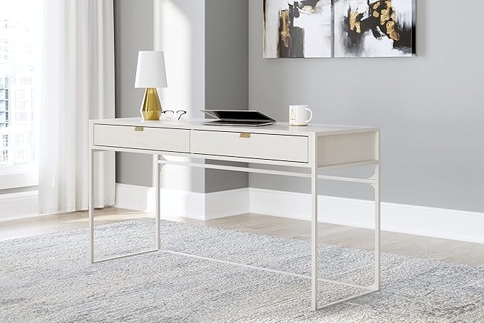 Signature Design by Ashley Deznee Modern Home Office Desk with 2 Drawers, White