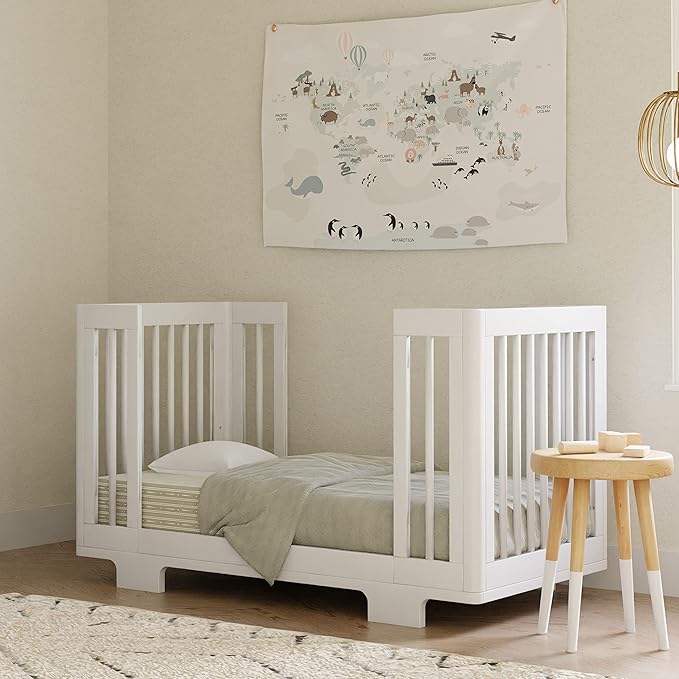 Babyletto Yuzu Convertible All-Stages Bassinet, Midi, Full-Size Crib in White, Greenguard Gold Certified, Portable & Adjustable with Conversion Kits and Pads Included