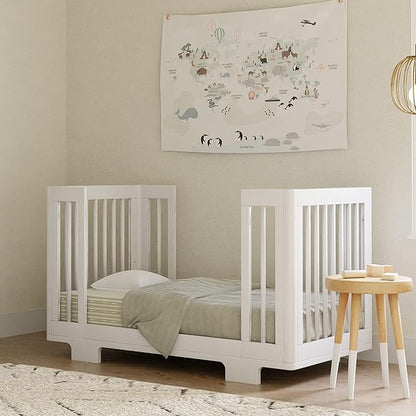 Babyletto Yuzu Convertible All-Stages Bassinet, Midi, Full-Size Crib in White, Greenguard Gold Certified, Portable & Adjustable with Conversion Kits and Pads Included