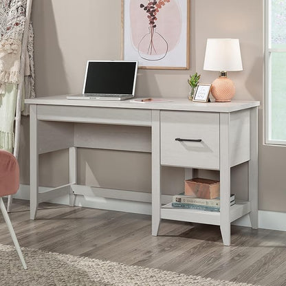 Sauder Summit Station Single Pedestal Desk, Glacier Oak Finish