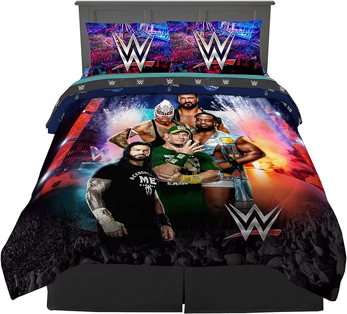 Franco Kids Bedding Super Soft Comforter and Sheet Set, 5 Piece Full Size, WWE