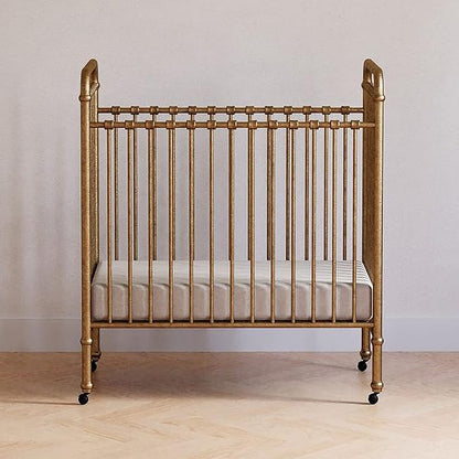NAMESAKE Abigail 3-in-1 Convertible Mini Metal Crib in Vintage Gold, Greenguard Gold Certified