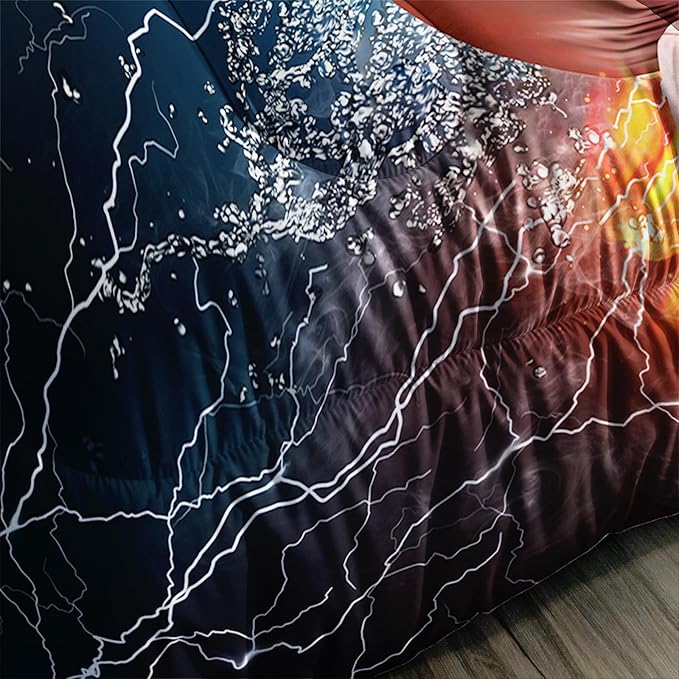 Axolotl Boxing Bedding Set Twin,Sports Theme Comforter Set Boxing Gloves Pattern Bedding Set,Red Blue Cool Lightning Comforter Pugilism Games Bedding Set for Kids Boys Teens Men,1 Quilt 2 Pillowcases