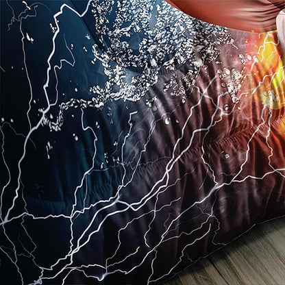 Axolotl Boxing Bedding Set Twin,Sports Theme Comforter Set Boxing Gloves Pattern Bedding Set,Red Blue Cool Lightning Comforter Pugilism Games Bedding Set for Kids Boys Teens Men,1 Quilt 2 Pillowcases