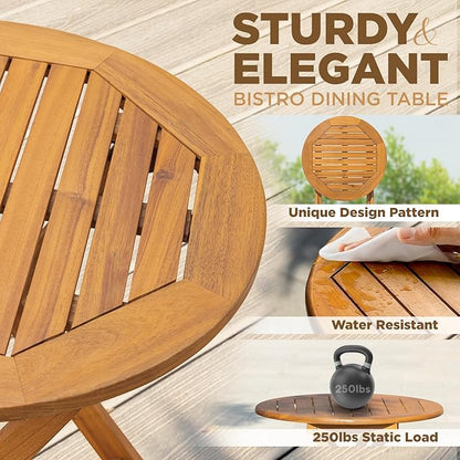 Wood Wicker Design Heavy Duty 400lbs Capacity Premium Patio Bistro Set 3 Piece Outdoor, Onesize