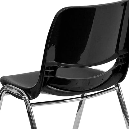 Flash Furniture HERCULES Series 661 lb. Capacity Black Ergonomic Shell Stack Chair with Chrome Frame and 16'' Seat Height