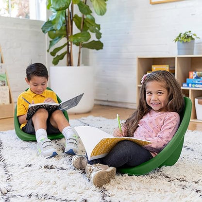 ECR4Kids Leaf Floor Seat, Rocker Chair, Hunter Green, 6-Piece