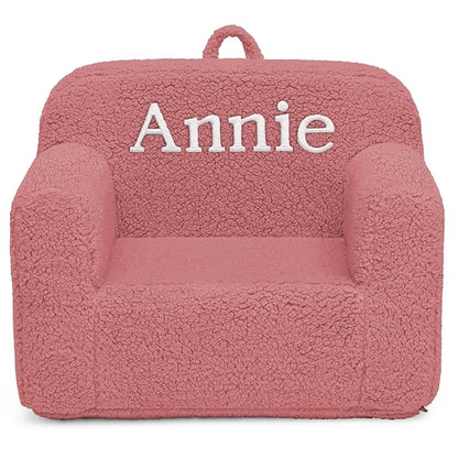 Delta Children Personalized Sherpa Cozee Chair - Customize with Name – Foam Kids Chair for Ages 18 Months and Up, Rose