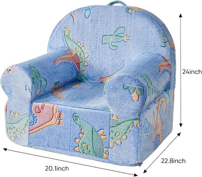 Toddler Chair Kids Plush Chair Kids Sofa Sherpa Kids Chairs, Toddler Couch Bean Bag Chairs for Kids Gaming Chair for Kids Glow in The Dark, Dinosaur