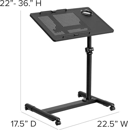Flash Furniture Macon Black Adjustable Height Steel Mobile Computer Desk