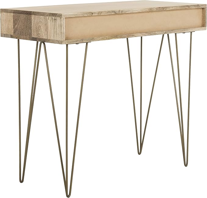 Safavieh Home Office Marigold Modern Natural and Brass 1-drawer Hairpin Leg Desk