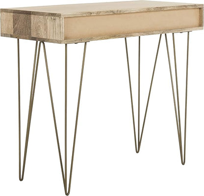 Safavieh Home Office Marigold Modern Natural and Brass 1-drawer Hairpin Leg Desk