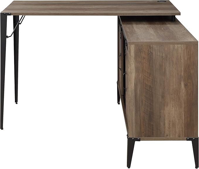 NicBex Laik-DW-00068-DX Desks, 48" W x 48" D x 31" H, Rustic Oak+Black