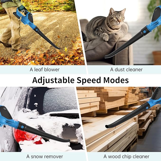 Leaf Blower, 21V Electric Leaf Blower Cordless, Leaf Blower with 2000mAh Battery and Charger, 16.5A/16500rpm Speed Leaf Blower, 5 Speed Mode Lightweight Leaf Blower for Lawn Patio Yard