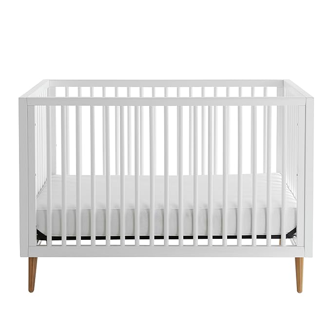 Contours Roscoe White Baby Crib, Standard Baby Crib, White Baby Crib, Converts from Baby Crib to Daybed, Fits Standard Full-Size Crib Mattress, Easy to Assemble - White