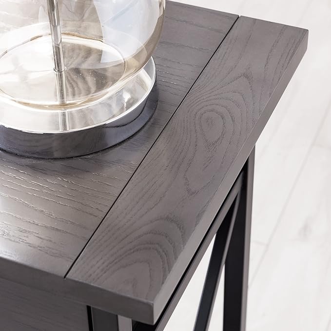 Leick Home 23022 Chisel & Forge One Drawer Nightstand with Shelf, Gray/Matte Black