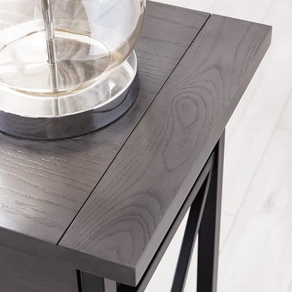 Leick Home 23022 Chisel & Forge One Drawer Nightstand with Shelf, Gray/Matte Black