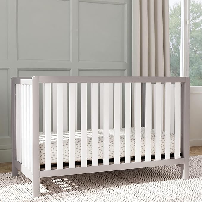 Carter's by DaVinci Colby 4-in-1 Low-Profile Convertible Crib in Grey and White, Greenguard Gold Certified