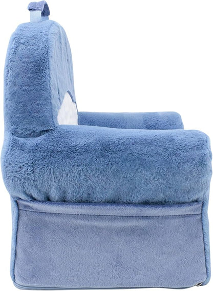 Soft Landing Animal Adventure Sweet Seats, Premium and Comfy Toddler Lounge Chair with Carrying Handle & Side Pockets – Blue Whale