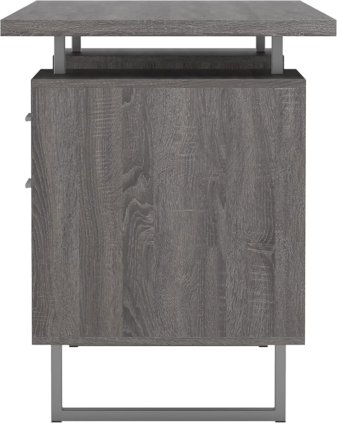 Coaster Furniture Lawtey Modern Rustic 2 Drawer Home Office Writing Desk Storage File Cabinet Silver Metal Frame Weathered Gray 800521