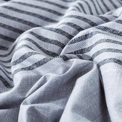 Andency Stripe Blue Comforter Set King Size, 3 Pieces Gray and Blue Patchwork Striped Comforter(104x90 Inch), Soft Microfiber Down Alternative Comforter Bedding Set with Corner Loops